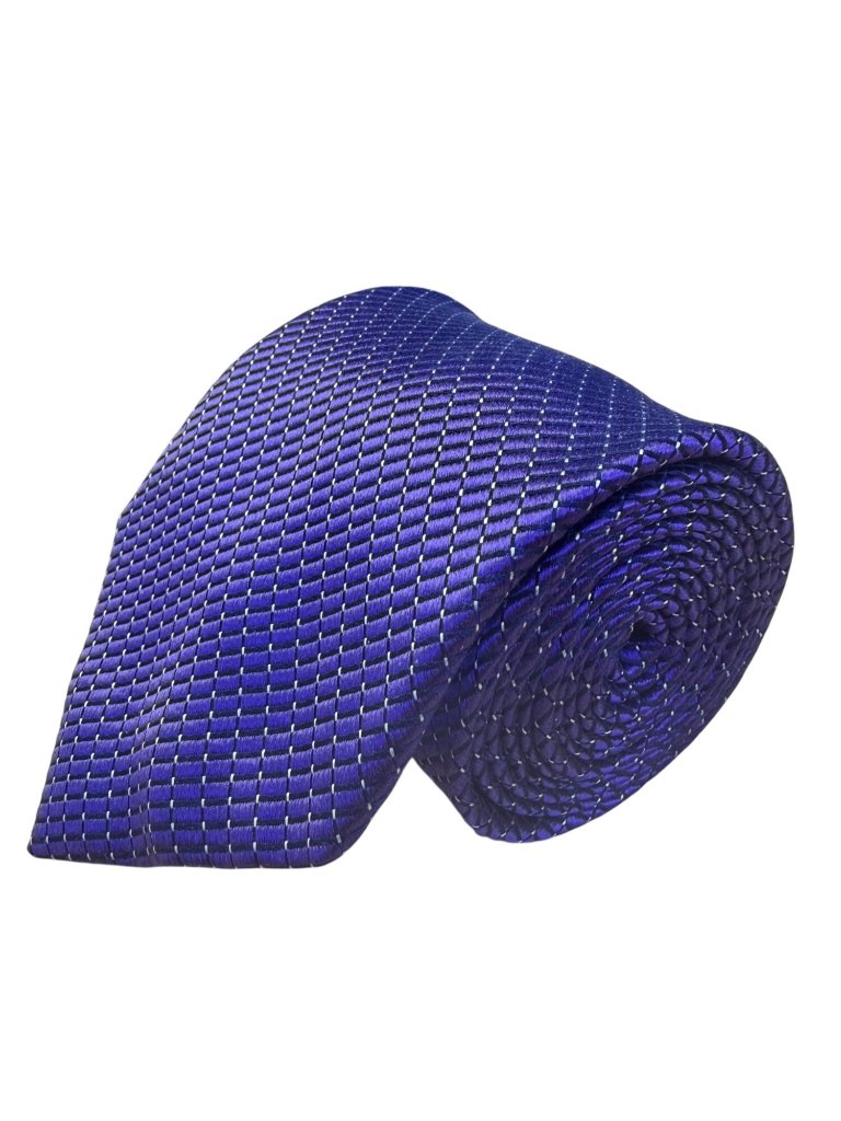 Nautica Mens Blue Silk Checkered Necktie Woven Pattern